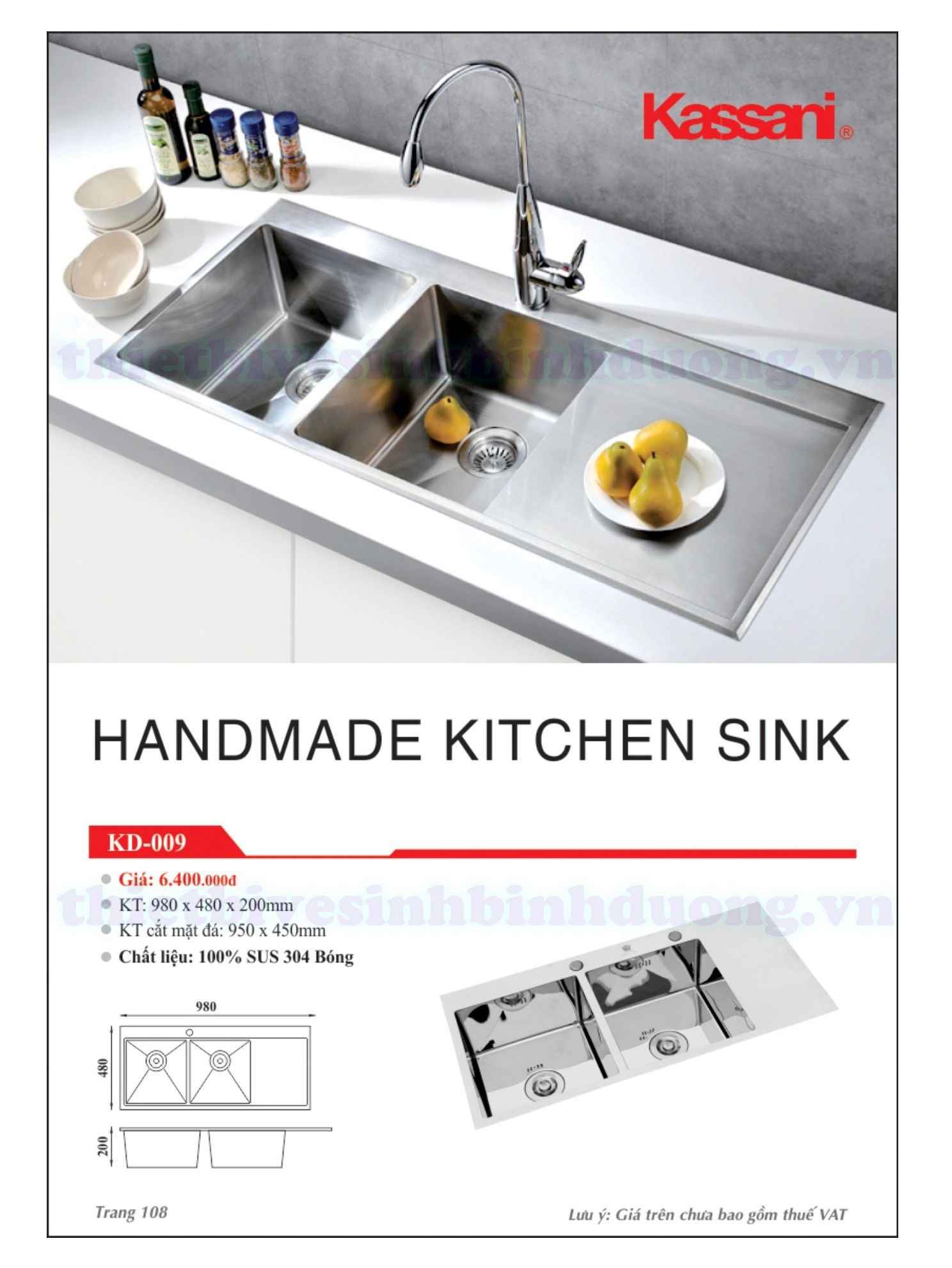 Chậu rửa chén inox Kassani KD-009